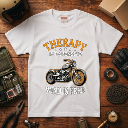 THERAPY & WIND | ビンテージ チョッパー モーターサイクル レトロ グラフィック Tシャツ【バイク乗りの日常・ツーリング・オシャレ・ギフトに最適】
