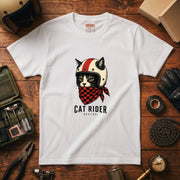 VINTAGE CAT RIDER | クラシック ヘルメット 猫グラフィック アメカジ モーターサイクル Tシャツ【バイカーファッション・普段着・ツーリング・ユニセックス・ギフトに最適】