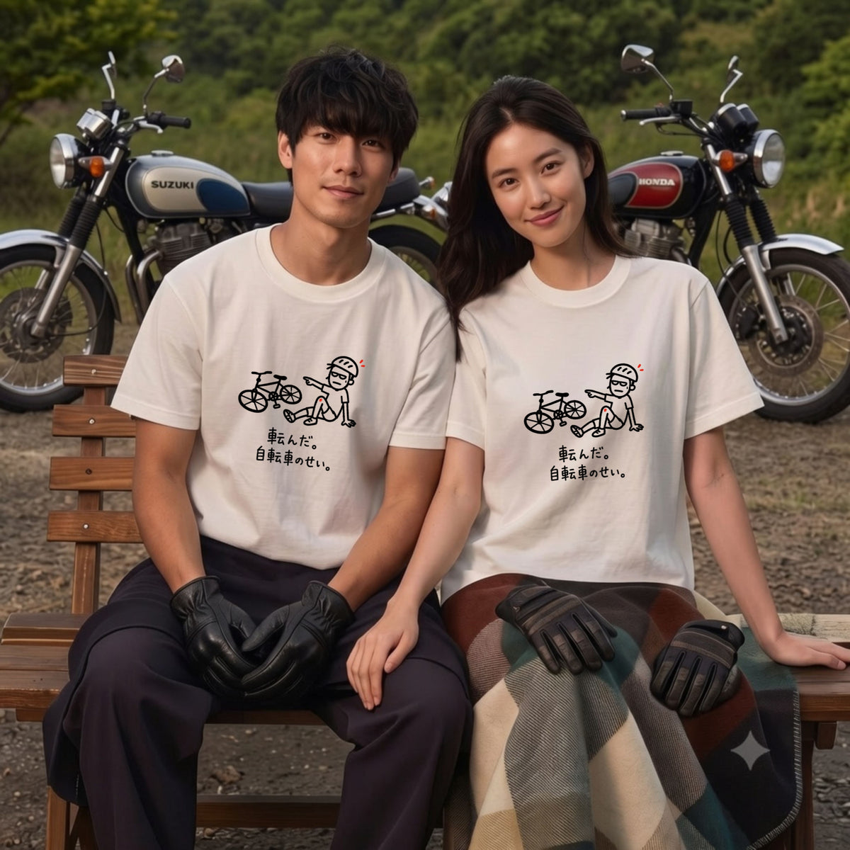 IT'S THE BIKE'S FAULT | 自転車 クラッシュ ユーモアグラフィック カジュアル Tシャツ【サイクルウェア・普段着・ツーリング・ユニセックス・ギフトに最適】