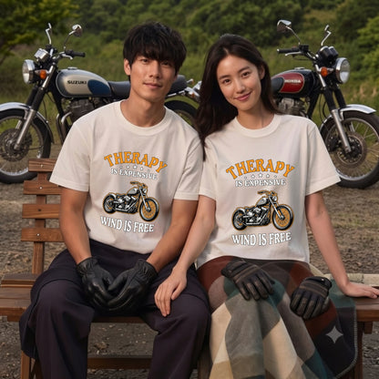 THERAPY & WIND | ビンテージ チョッパー モーターサイクル レトロ グラフィック Tシャツ【バイク乗りの日常・ツーリング・オシャレ・ギフトに最適】