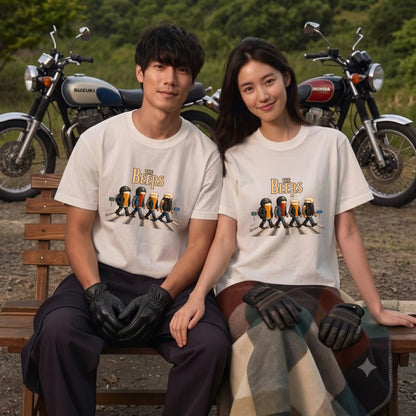 THE BEERS Neoclassic  | バイク 狂 クラフトビール 横断歩道 ゆるかわ パロディ Tシャツ【バイク好き・ライダー・父の日・イベント・プレゼントに最適】