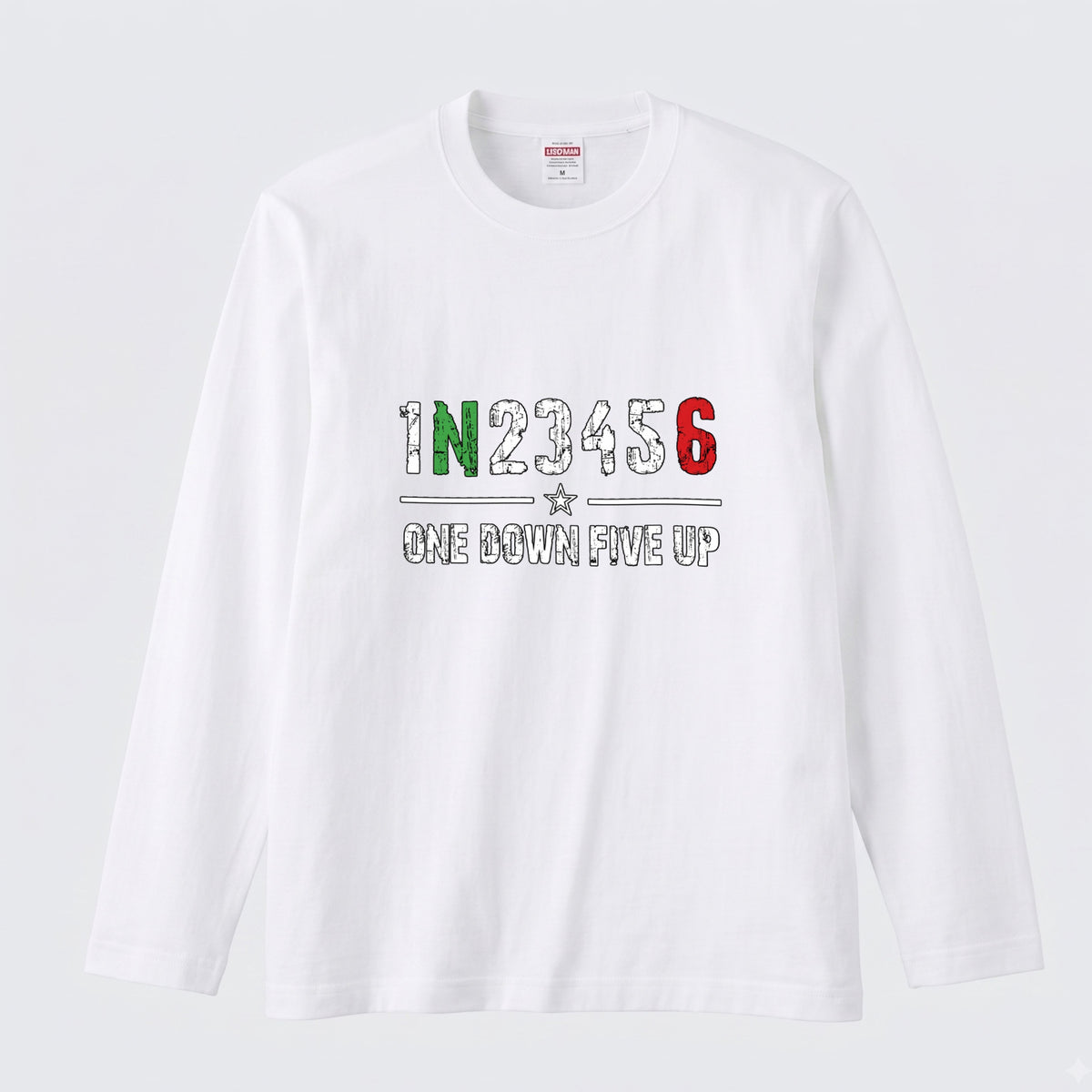 バイク シフトパターン ロンT 1N23456 ONE DOWN FIVE UP 長袖 Tシャツ オーガニックコットン リブ メンズ レディース バイク乗り ライダー ツーリング 服 ギフト