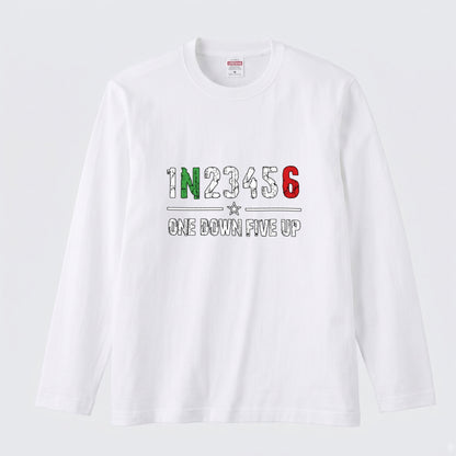 バイク シフトパターン ロンT 1N23456 ONE DOWN FIVE UP 長袖 Tシャツ オーガニックコットン リブ メンズ レディース バイク乗り ライダー ツーリング 服 ギフト