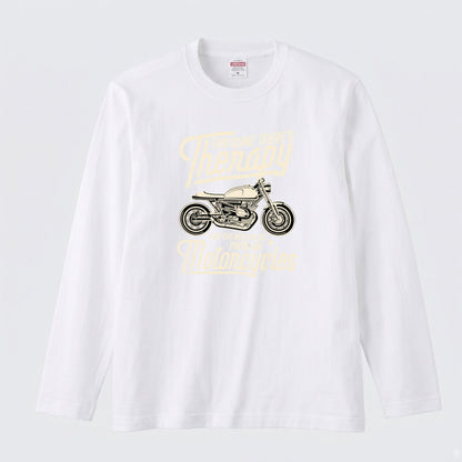 バイク セラピー ロンT クラシック カフェレーサー レトロ 長袖 Tシャツ メッセージ メンズ レディース バイク乗り ライダー ツーリング 服 ギフト