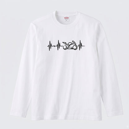 バイク 心拍数 ロンT スーパースポーツ SS パルス 心電図 長袖 Tシャツ ラインアート メンズ レディース バイク乗り ライダー ツーリング 服 ギフト