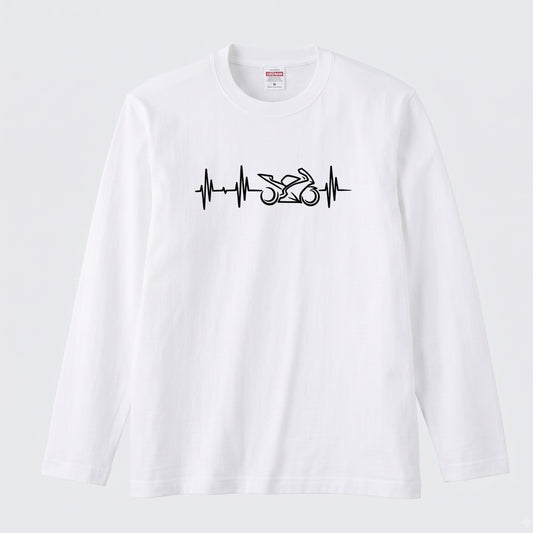 バイク 心拍数 ロンT スーパースポーツ SS パルス 心電図 長袖 Tシャツ ラインアート メンズ レディース バイク乗り ライダー ツーリング 服 ギフト