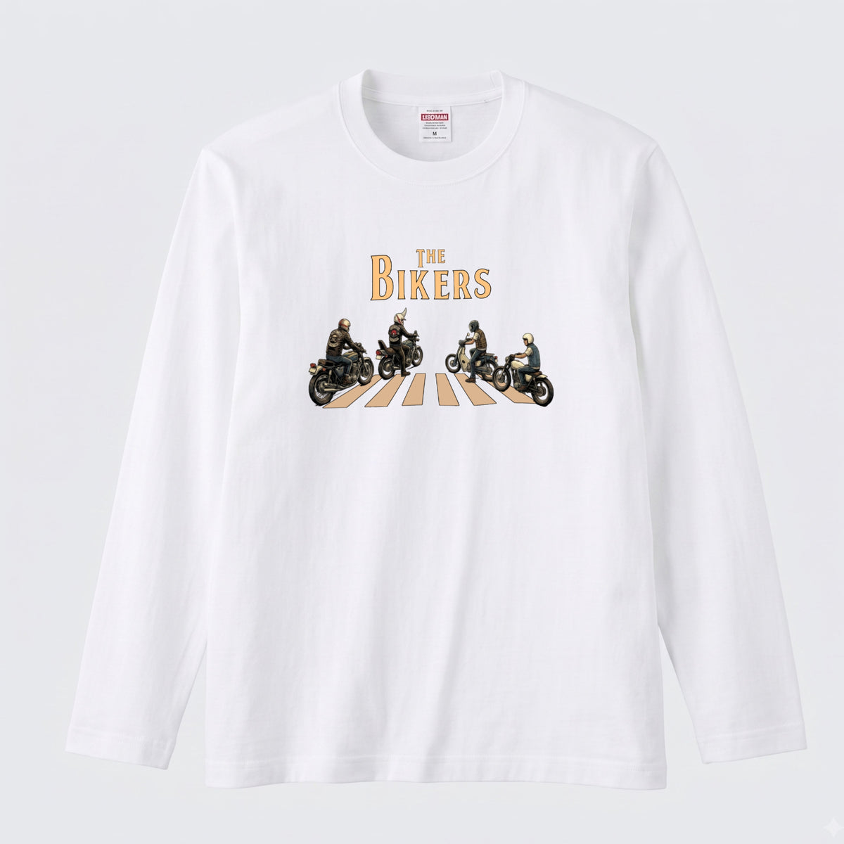 THE BIKERS RIDE | ライダー仲間 バイク走行 イラスト おもしろ かわいい 長袖Tシャツ【バイク好き・ツーリングウェア・普段着・プレゼントに最適】