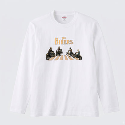 THE BIKERS RIDE | ライダー仲間 バイク走行 イラスト おもしろ かわいい 長袖Tシャツ【バイク好き・ツーリングウェア・普段着・プレゼントに最適】