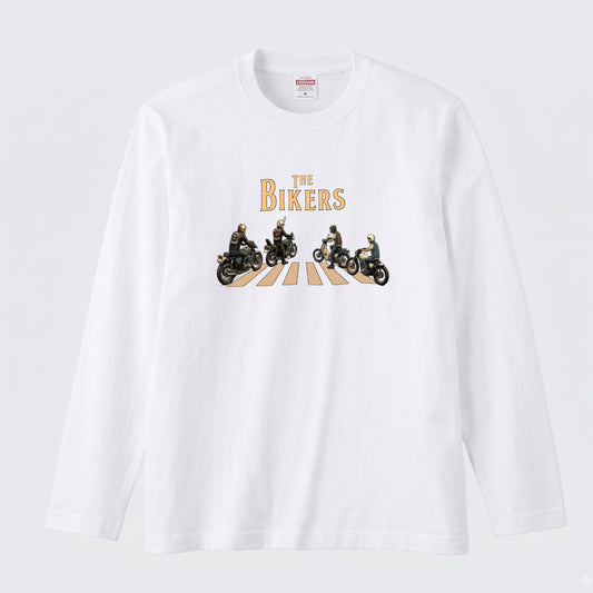THE BIKERS RIDE | ライダー仲間 バイク走行 イラスト おもしろ かわいい 長袖Tシャツ【バイク好き・ツーリングウェア・普段着・プレゼントに最適】