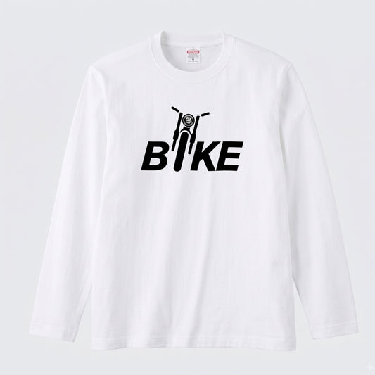 BIKE LOGO | バイク モーターサイクル フロントフェイス ロゴ イラスト 長袖Tシャツ【バイク好き・ライダー・ストリート・プレゼントに最適】