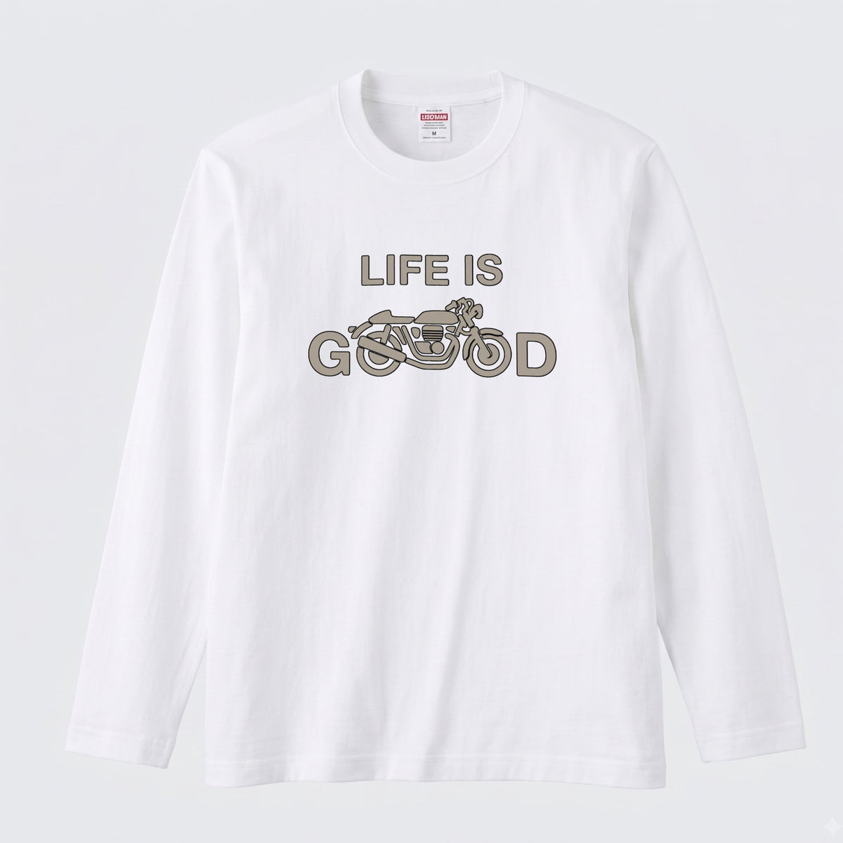 LIFE IS GOOD バイク ロンT クラシック カフェレーサー 長袖 Tシャツ オーガニックコットン リブ メンズ レディース バイク乗り ライダー ツーリング 服 ギフト