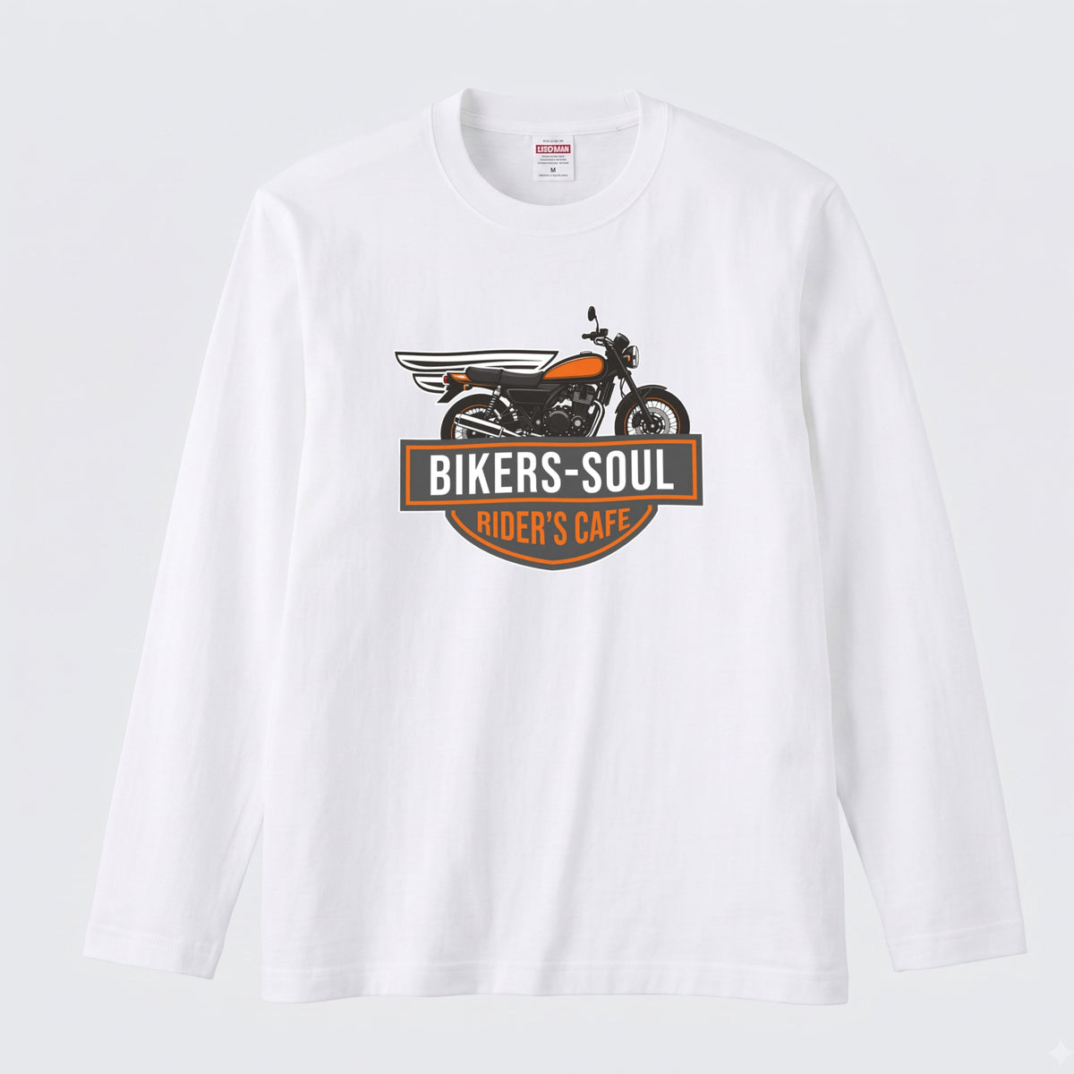 RIDER'S CAFE | ヴィンテージ バイク アメリカン ガレージ ロゴ イラスト 長袖Tシャツ【バイク好き・ツーリングウェア・普段着・プレゼントに最適】