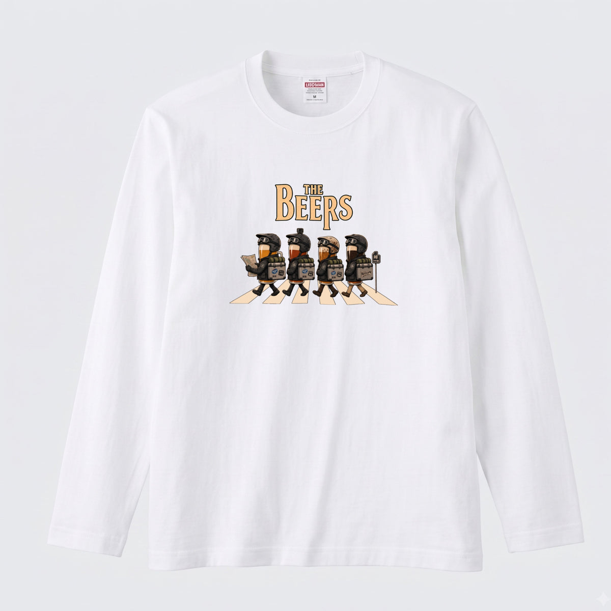【キャンプ＆バイク好き必見】THE BEERS ロングスリーブ Tシャツ アドベンチャー ツーリング バイクウェア お酒好き ビール カジュアル プレゼント