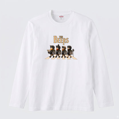【キャンプ＆バイク好き必見】THE BEERS ロングスリーブ Tシャツ アドベンチャー ツーリング バイクウェア お酒好き ビール カジュアル プレゼント