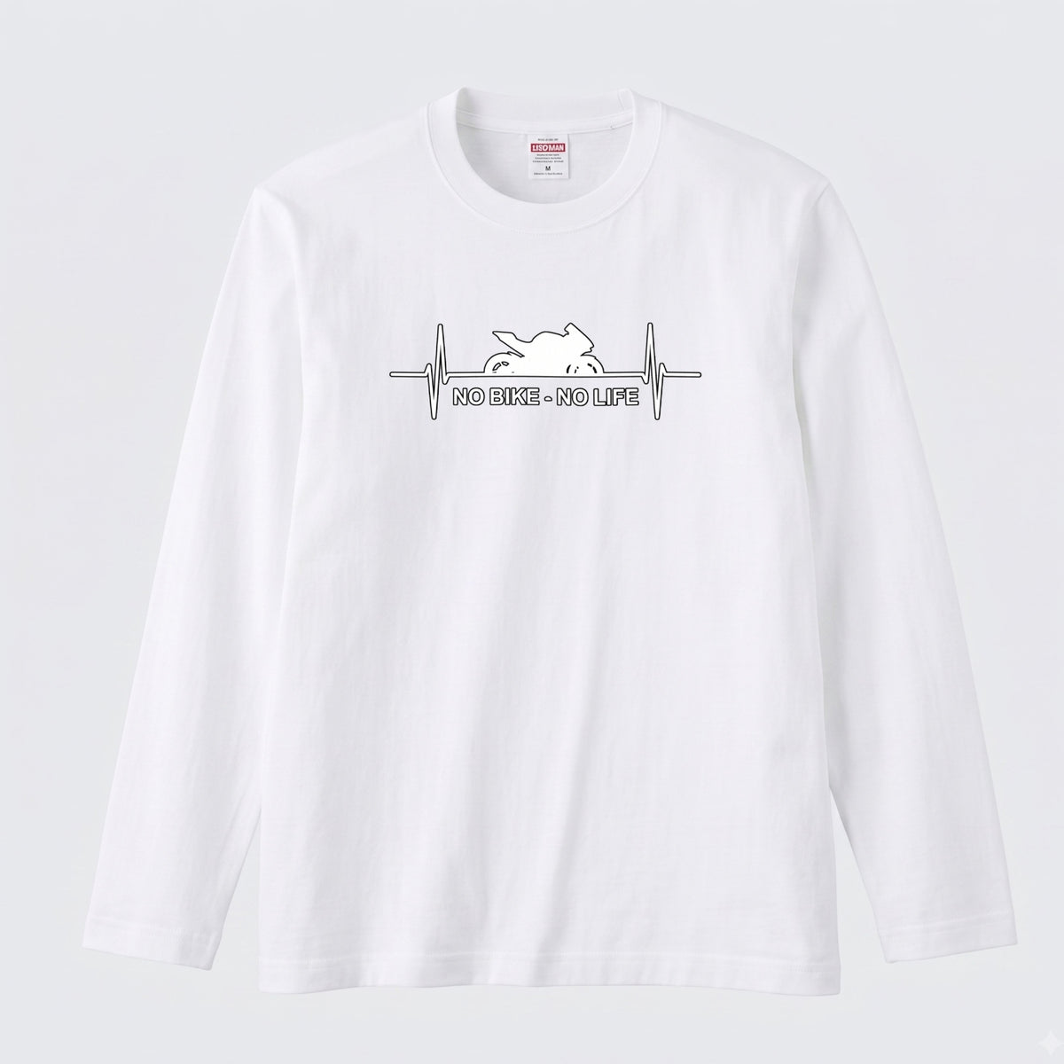 【バイク好き必見】NO BIKE NO LIFE 心拍数デザイン ロングスリーブ Tシャツ ツーリング モーターサイクル カジュアル ライダー ギフト