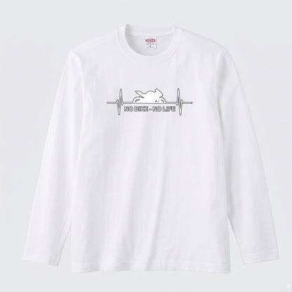 【バイク好き必見】NO BIKE NO LIFE 心拍数デザイン ロングスリーブ Tシャツ ツーリング モーターサイクル カジュアル ライダー ギフト