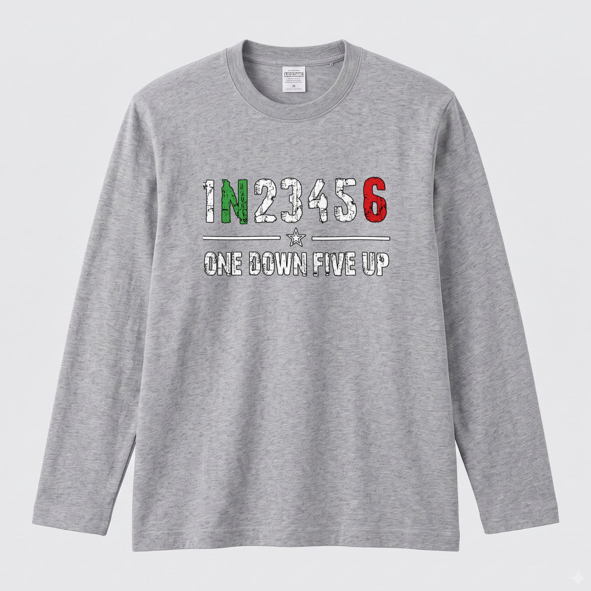 バイク シフトパターン ロンT 1N23456 ONE DOWN FIVE UP 長袖 Tシャツ オーガニックコットン リブ メンズ レディース バイク乗り ライダー ツーリング 服 ギフト