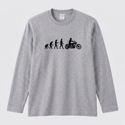 【バイク進化論】人類の進化 ロングスリーブ Tシャツ アメリカン バイク乗り ツーリング バイクウェア カジュアル おもしろ プレゼント