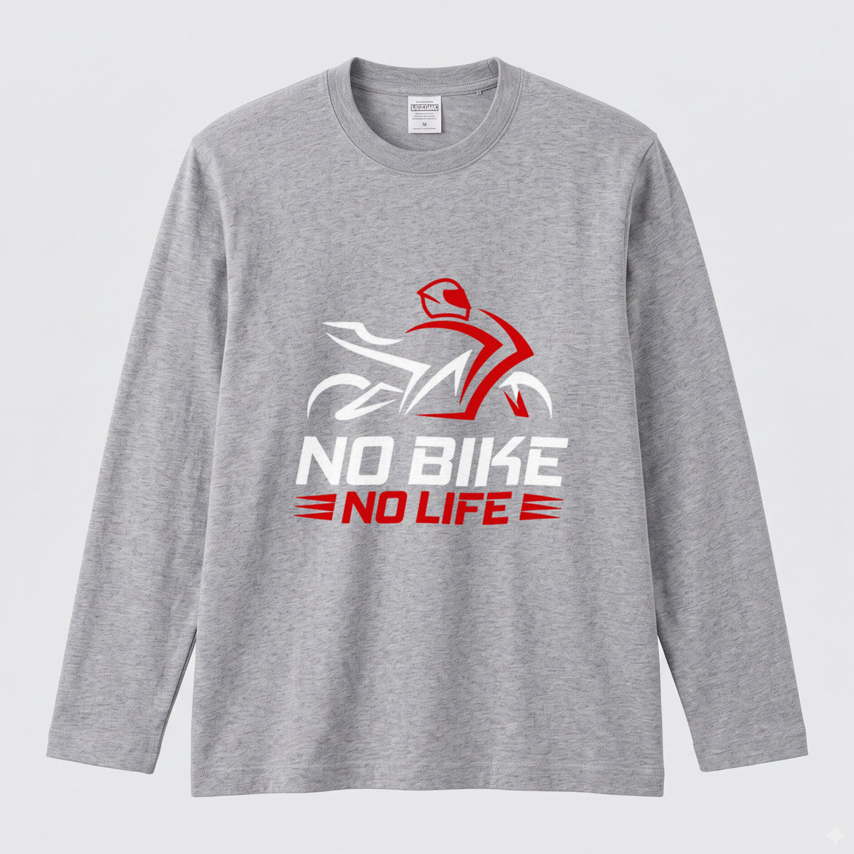 NO BIKE NO LIFE | バイク乗り スピード感 イラスト ロゴ クール 長袖Tシャツ【バイク好き・SS乗り・ツーリングウェア・プレゼントに最適】