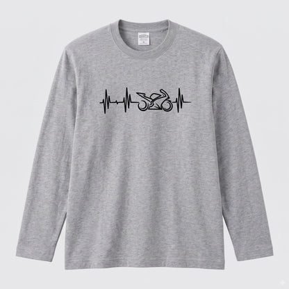 バイク 心拍数 ロンT スーパースポーツ SS パルス 心電図 長袖 Tシャツ ラインアート メンズ レディース バイク乗り ライダー ツーリング 服 ギフト
