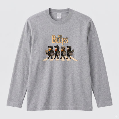 【キャンプ＆バイク好き必見】THE BEERS ロングスリーブ Tシャツ アドベンチャー ツーリング バイクウェア お酒好き ビール カジュアル プレゼント