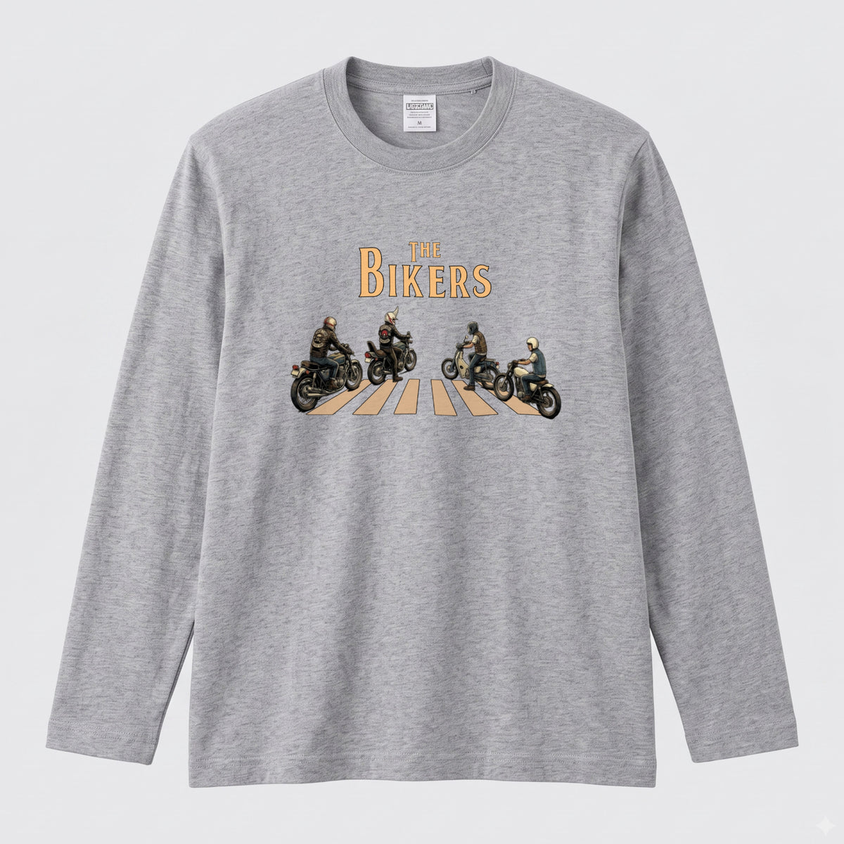 THE BIKERS RIDE | ライダー仲間 バイク走行 イラスト おもしろ かわいい 長袖Tシャツ【バイク好き・ツーリングウェア・普段着・プレゼントに最適】