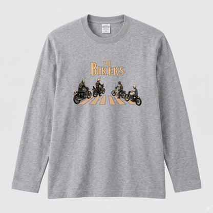 THE BIKERS RIDE | ライダー仲間 バイク走行 イラスト おもしろ かわいい 長袖Tシャツ【バイク好き・ツーリングウェア・普段着・プレゼントに最適】