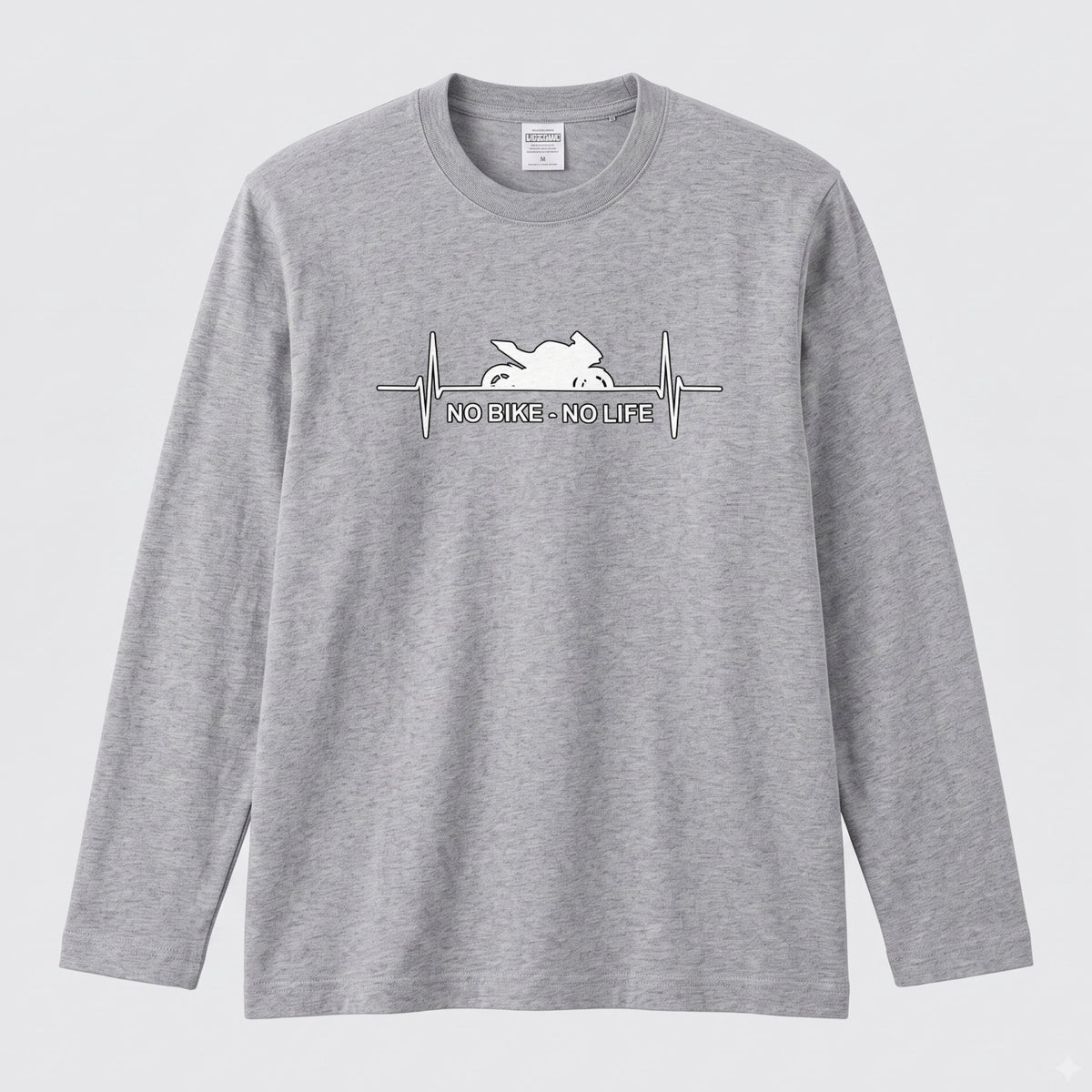 【バイク好き必見】NO BIKE NO LIFE 心拍数デザイン ロングスリーブ Tシャツ ツーリング モーターサイクル カジュアル ライダー ギフト