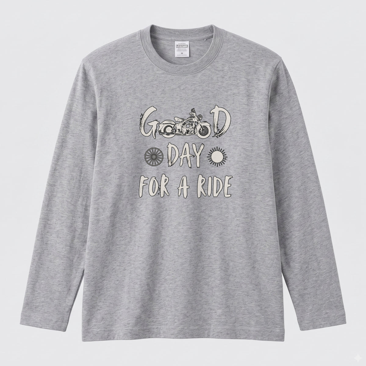 GOOD DAY FOR A RIDE | モーターサイクル レトロ イラスト ロゴ 長袖Tシャツ【バイク男子・バイク女子・ルームウェア・ギフト】