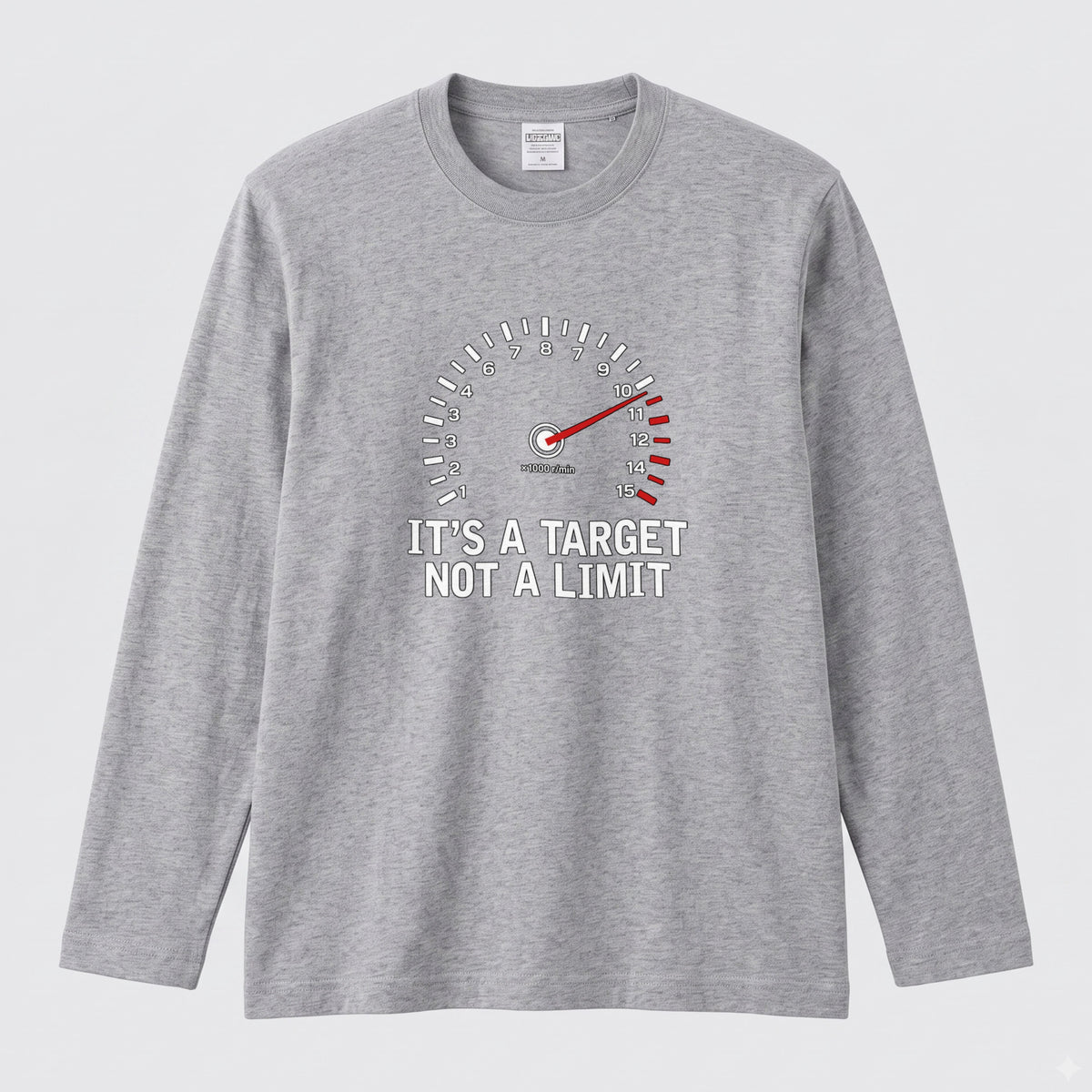 バイク 車 ロンT タコメーター レッドゾーン IT'S A TARGET NOT A LIMIT スピードメーター 長袖 Tシャツ メッセージ おもしろ メンズ レディース バイク乗り ライダー ツーリング 服 ギフト