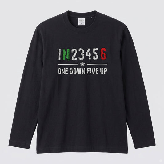 バイク シフトパターン ロンT 1N23456 ONE DOWN FIVE UP 長袖 Tシャツ オーガニックコットン リブ メンズ レディース バイク乗り ライダー ツーリング 服 ギフト