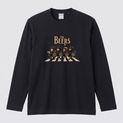 【キャンプ＆バイク好き必見】THE BEERS ロングスリーブ Tシャツ アドベンチャー ツーリング バイクウェア お酒好き ビール カジュアル プレゼント