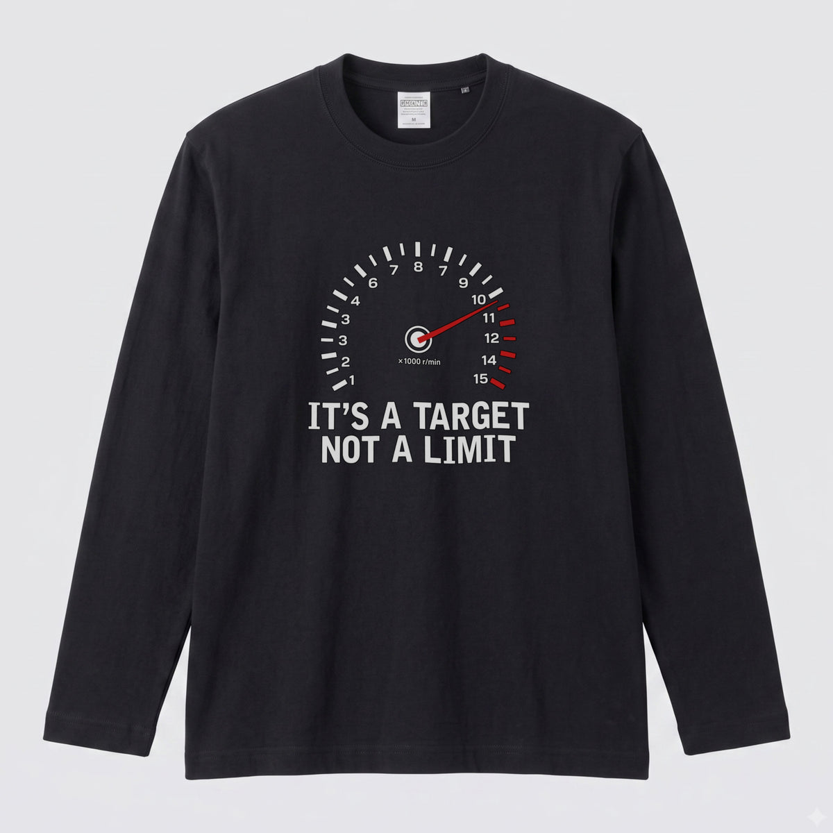 バイク 車 ロンT タコメーター レッドゾーン IT'S A TARGET NOT A LIMIT スピードメーター 長袖 Tシャツ メッセージ おもしろ メンズ レディース バイク乗り ライダー ツーリング 服 ギフト