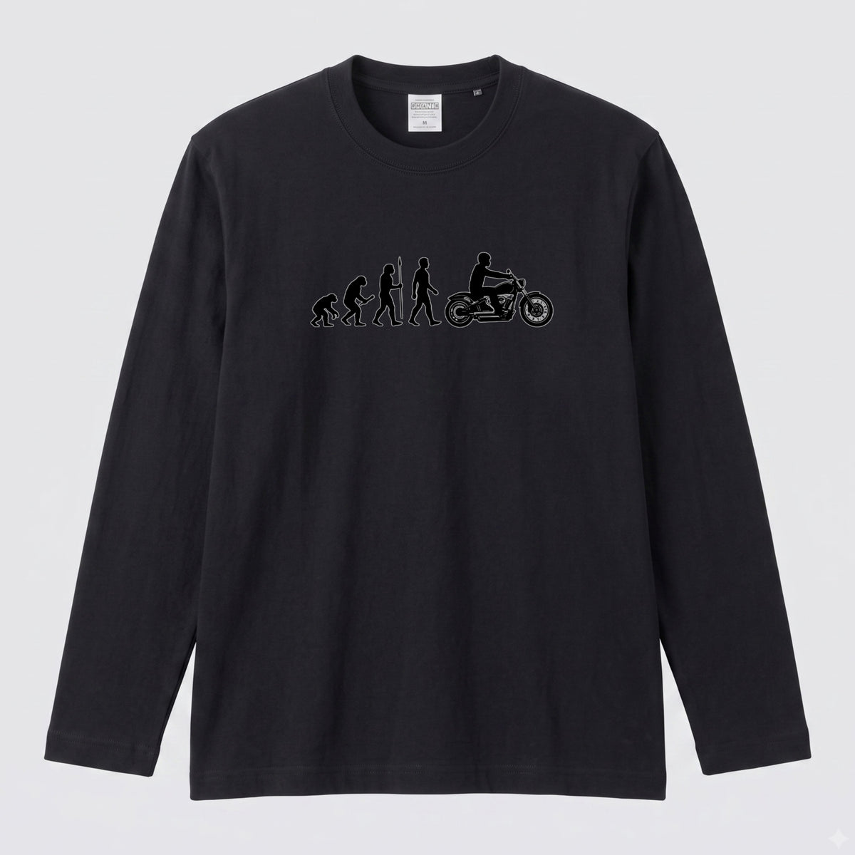 【バイク進化論】人類の進化 ロングスリーブ Tシャツ アメリカン バイク乗り ツーリング バイクウェア カジュアル おもしろ プレゼント