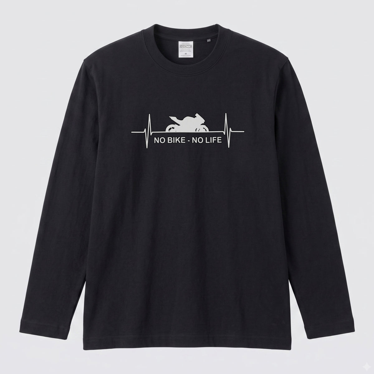 【バイク好き必見】NO BIKE NO LIFE 心拍数デザイン ロングスリーブ Tシャツ ツーリング モーターサイクル カジュアル ライダー ギフト
