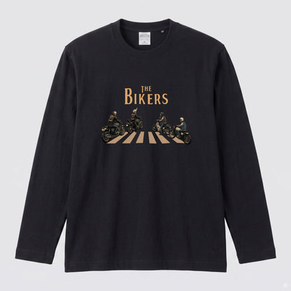 THE BIKERS RIDE | ライダー仲間 バイク走行 イラスト おもしろ かわいい 長袖Tシャツ【バイク好き・ツーリングウェア・普段着・プレゼントに最適】