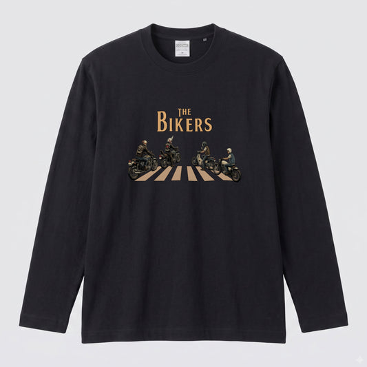 THE BIKERS RIDE | ライダー仲間 バイク走行 イラスト おもしろ かわいい 長袖Tシャツ【バイク好き・ツーリングウェア・普段着・プレゼントに最適】