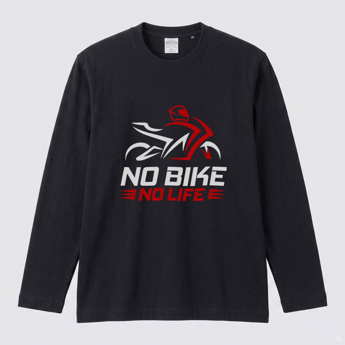 NO BIKE NO LIFE | バイク乗り スピード感 イラスト ロゴ クール 長袖Tシャツ【バイク好き・SS乗り・ツーリングウェア・プレゼントに最適】