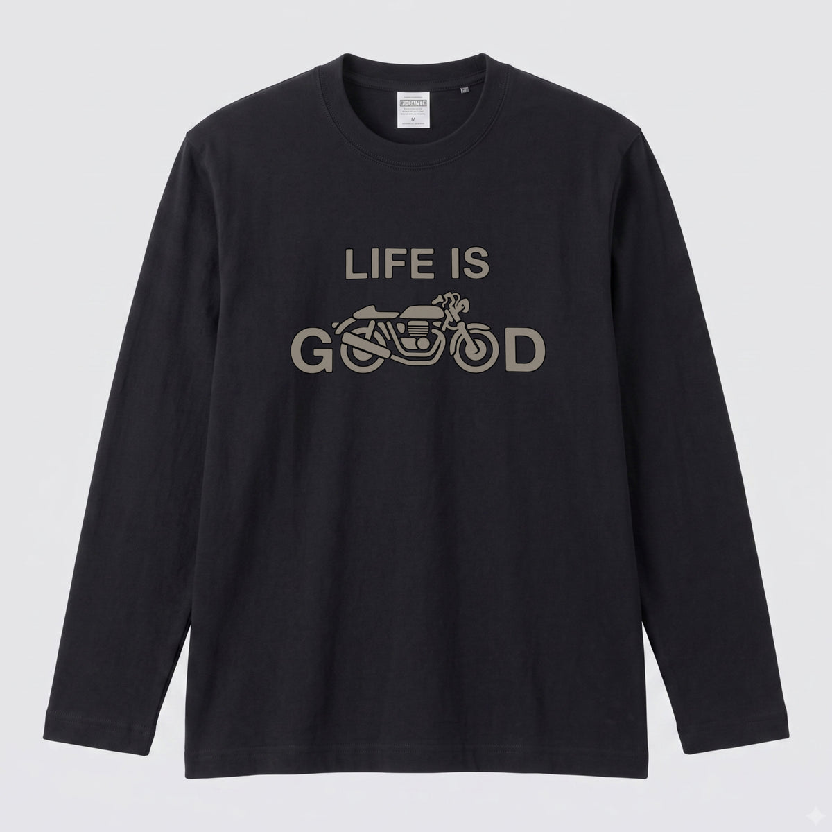 LIFE IS GOOD バイク ロンT クラシック カフェレーサー 長袖 Tシャツ オーガニックコットン リブ メンズ レディース バイク乗り ライダー ツーリング 服 ギフト