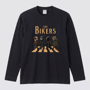 THE BIKERS CROSSING | ライダー仲間 横断歩道 イラスト おもしろ かわいい 長袖Tシャツ【バイク好き・ツーリングウェア・普段着・プレゼントに最適】