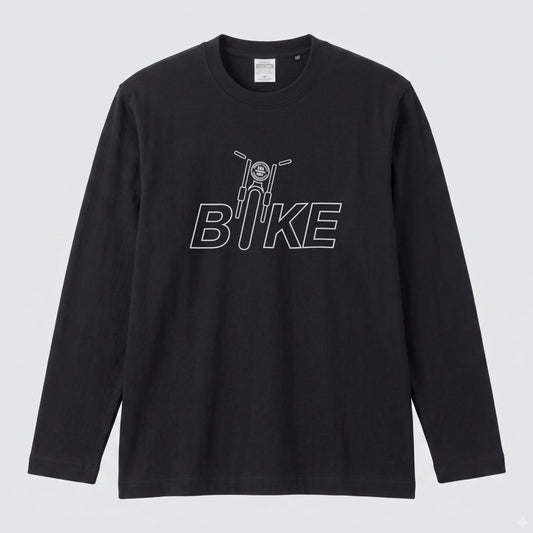 BIKE LOGO | バイク モーターサイクル フロントフェイス ロゴ イラスト 長袖Tシャツ【バイク好き・ライダー・ストリート・プレゼントに最適】