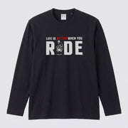 LIFE IS BETTER WHEN YOU RIDE | スーパースポーツ バイク ライダー 英字ロゴ スポーティ グラフィック 長袖Tシャツ【バイク雑貨・ツーリング・カジュアル・ギフトに最適】