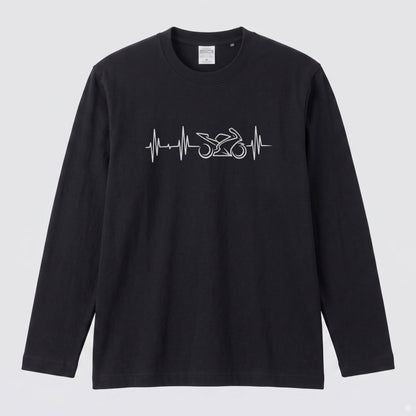 バイク 心拍数 ロンT スーパースポーツ SS パルス 心電図 長袖 Tシャツ ラインアート メンズ レディース バイク乗り ライダー ツーリング 服 ギフト