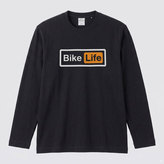 バイク おもしろ ロンT Bike Life パロディ ボックスロゴ 長袖 Tシャツ メンズ レディース バイク乗り ライダー ツーリング 服 ギフト