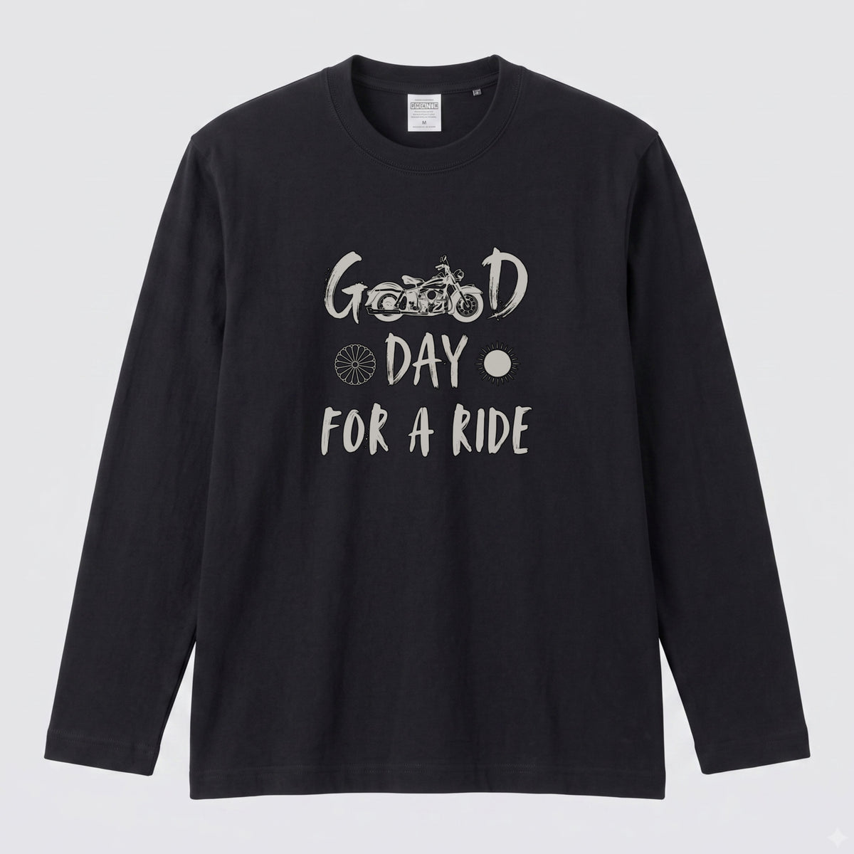 GOOD DAY FOR A RIDE | モーターサイクル レトロ イラスト ロゴ 長袖Tシャツ【バイク男子・バイク女子・ルームウェア・ギフト】