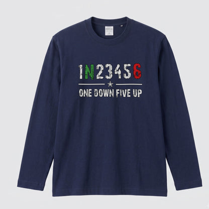 バイク シフトパターン ロンT 1N23456 ONE DOWN FIVE UP 長袖 Tシャツ オーガニックコットン リブ メンズ レディース バイク乗り ライダー ツーリング 服 ギフト