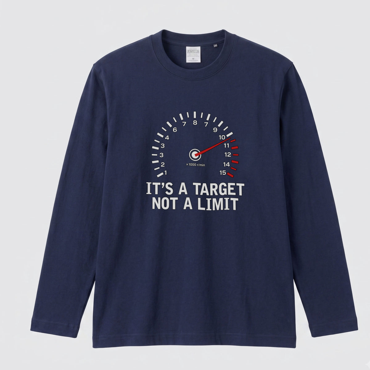 バイク 車 ロンT タコメーター レッドゾーン IT'S A TARGET NOT A LIMIT スピードメーター 長袖 Tシャツ メッセージ おもしろ メンズ レディース バイク乗り ライダー ツーリング 服 ギフト