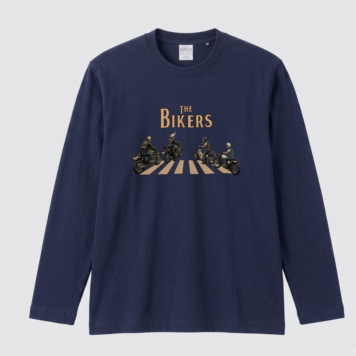 THE BIKERS RIDE | ライダー仲間 バイク走行 イラスト おもしろ かわいい 長袖Tシャツ【バイク好き・ツーリングウェア・普段着・プレゼントに最適】