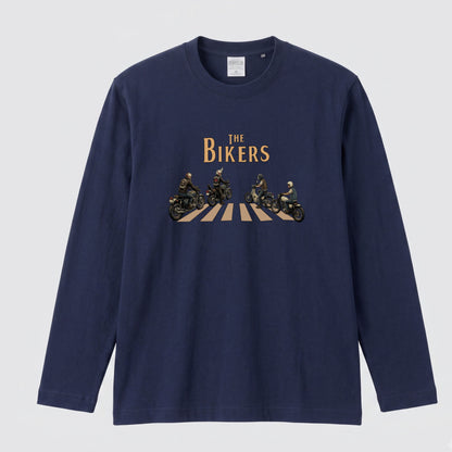 THE BIKERS RIDE | ライダー仲間 バイク走行 イラスト おもしろ かわいい 長袖Tシャツ【バイク好き・ツーリングウェア・普段着・プレゼントに最適】