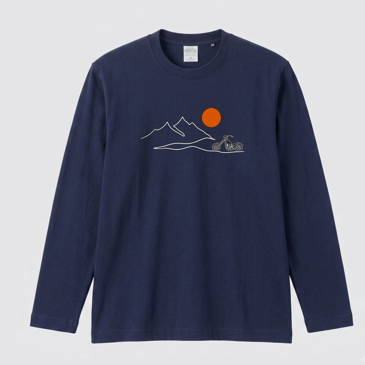 バイク＆マウンテン サンセット ロングスリーブ Tシャツ チョッパー アウトドア バイクウェア カジュアル ライダー ギフト